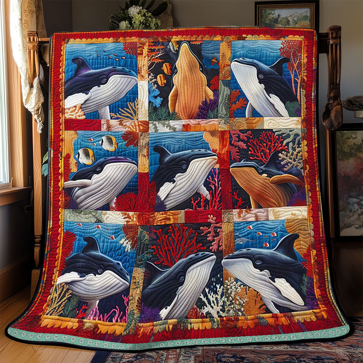 Abstract Whale Quilt Blanket Cute Blankets For Teens