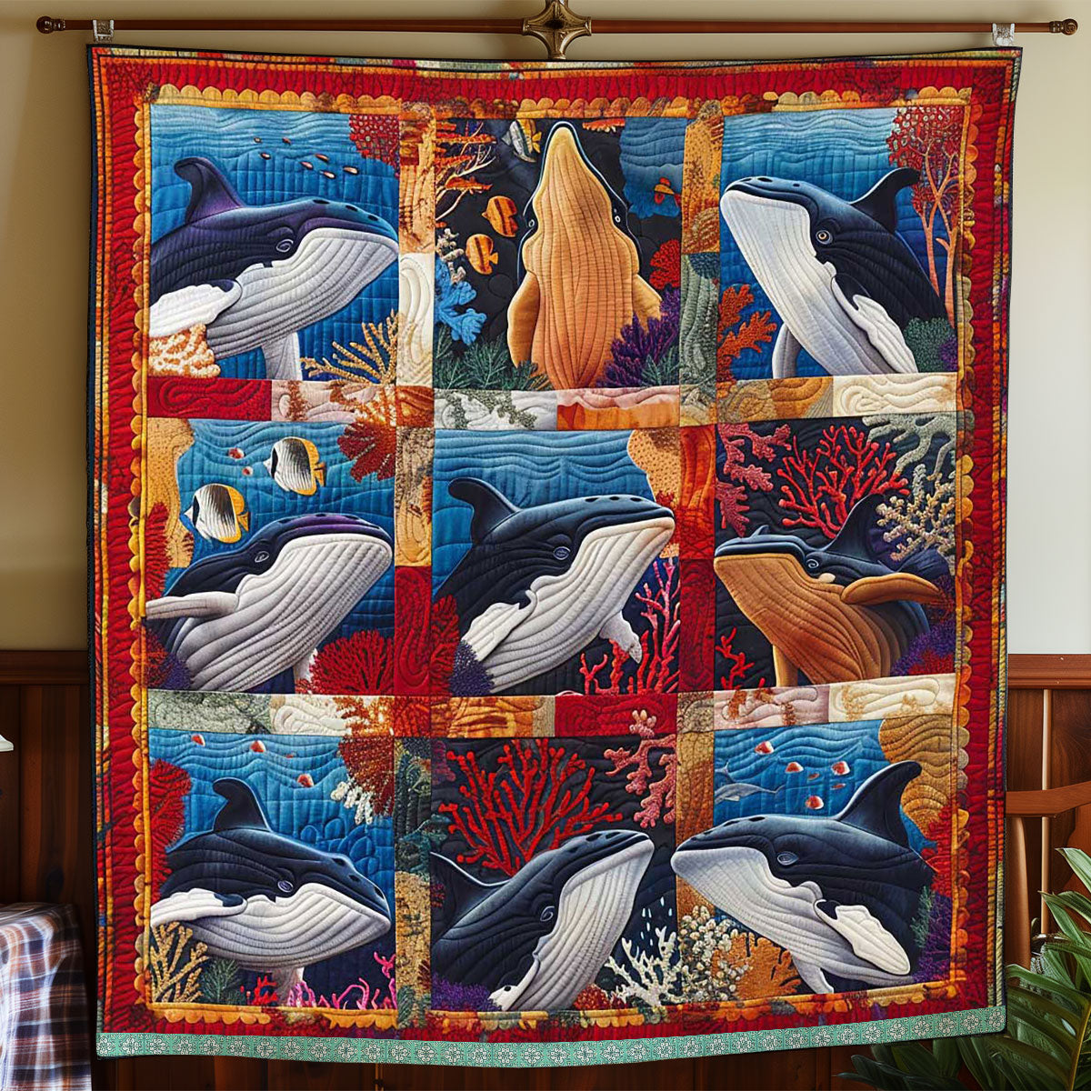 Abstract Whale Quilt Blanket Cute Blankets For Teens