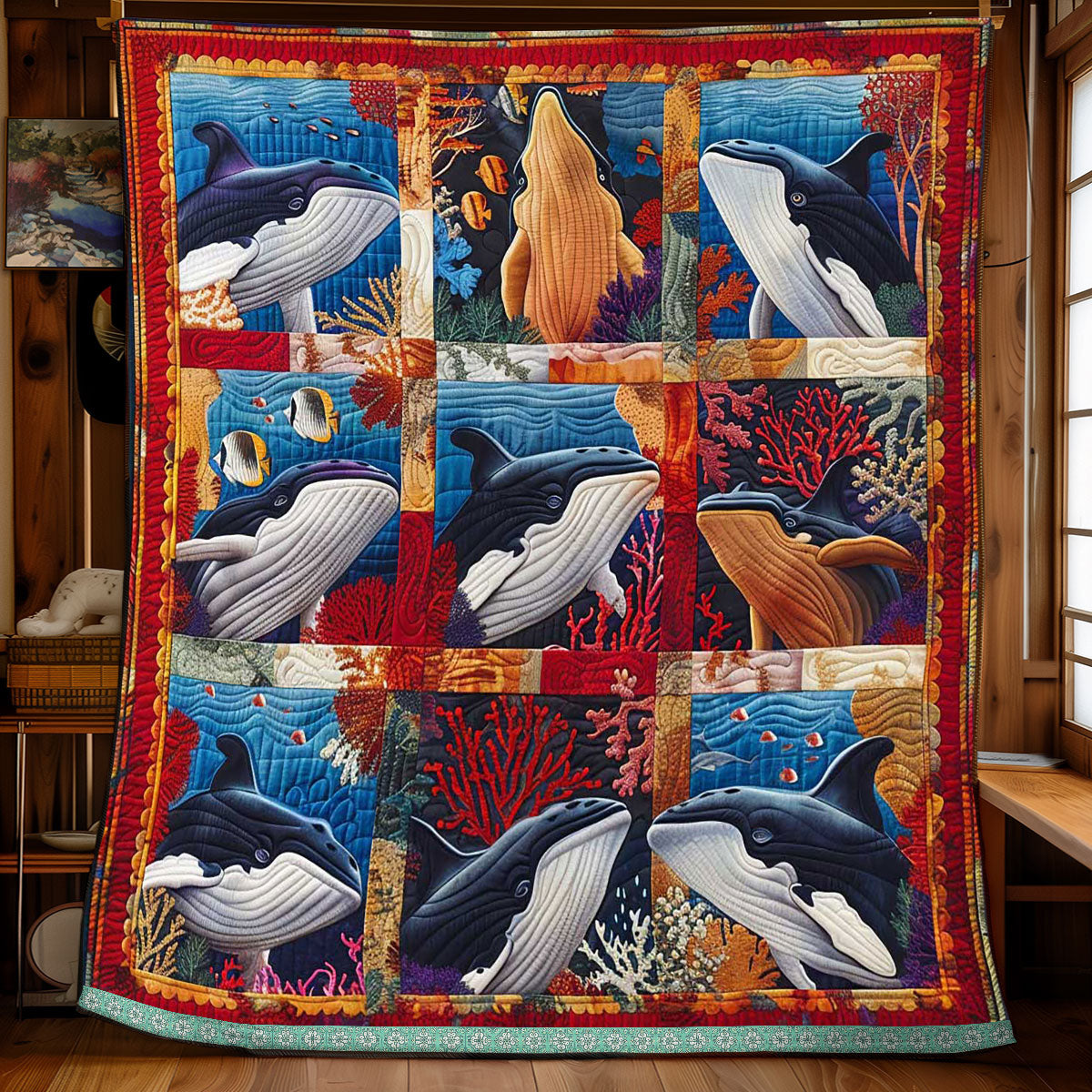Abstract Whale Quilt Blanket Cute Blankets For Teens